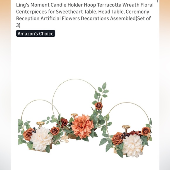 Ling’s Moments Floral Candle Holder Hoop - Terracotta - Picture 1 of 1